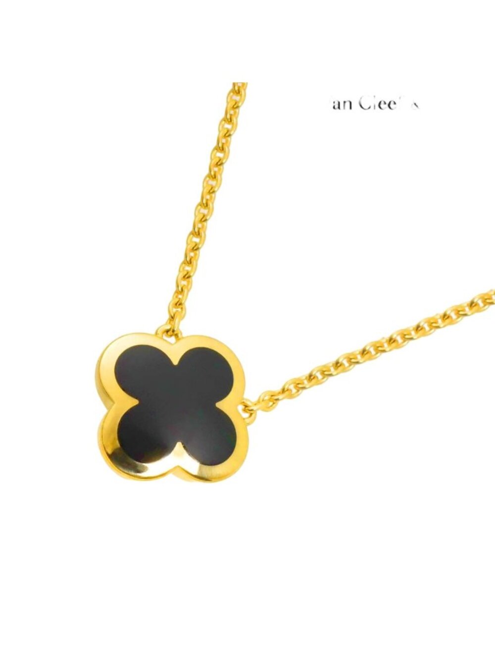 Van Cleef & Arpels Pure Alhambra Onyx Necklace 42 cm 18k YG
